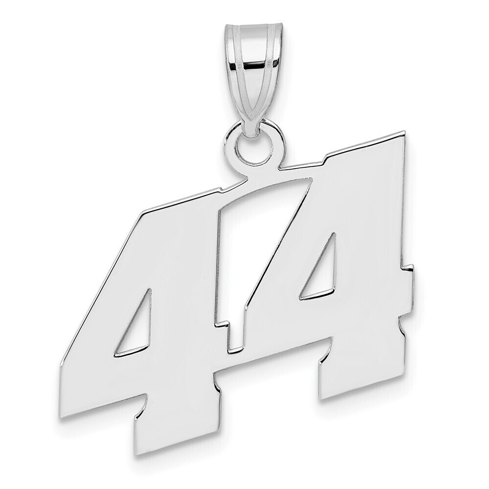 14k White Gold W Polished Block Number 44 Pendant